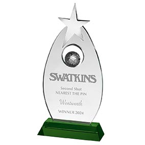 10in Crystal Golf Star Award