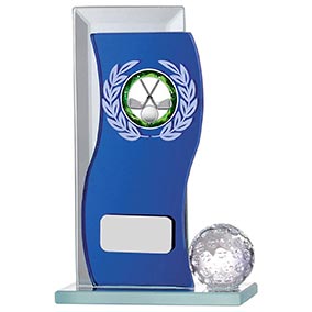 Blue Mirror Glass Golf Award 125mm