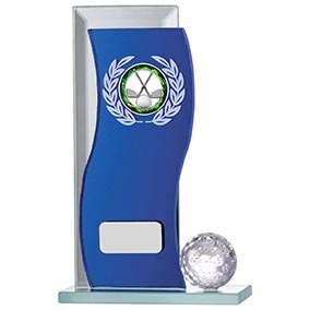 Blue Mirror Glass Golf Award 145mm