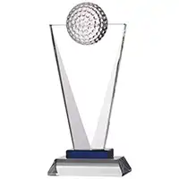 Clear and Blue Glass Golf Award 205mm