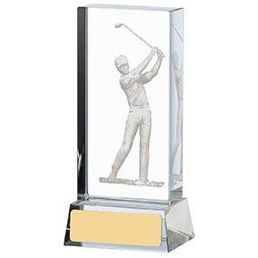 3D Golf Male Glass Award 12cm