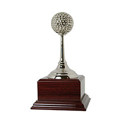 Nickel plated golf ball & tee 23cm