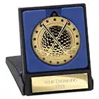Boxed Mini Shield Gold Golf Medal 50mm