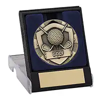 Boxed Mini Shield Bronze Golf Medal 50mm