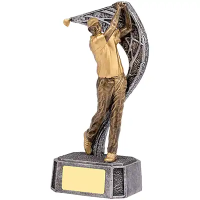 Gold Golf Swing Figure 20cm