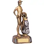 Gold Female Golfer and Bag Figure 19.5cm