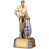 Gold Golfer and Bag Figure 19.5cm