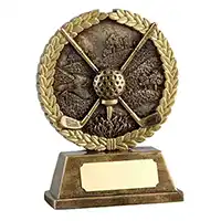 Gold Crossed Clubs Golf Award 10cm