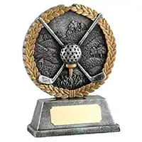 Silver Crossed Clubs Golf Award 10cm