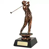 Small Bronze Plated Golf Figure 25cm