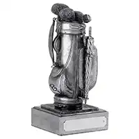 Silver Resin Detailed Golf Bag Trophy 15cm